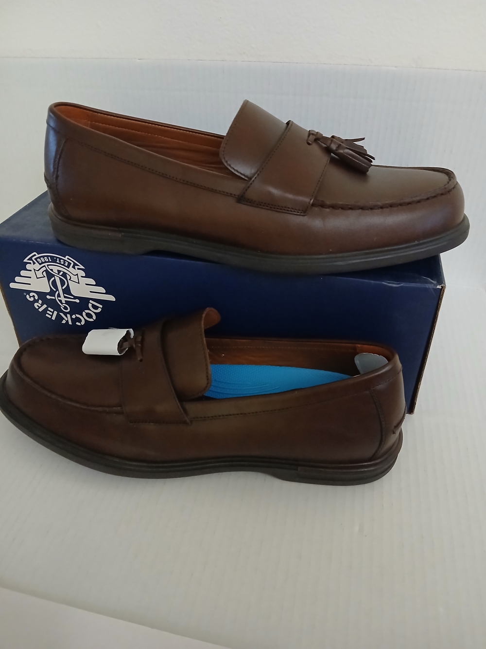 Dockers Men's Brown Leather Tassel Slip-On Loafers Size 13M New $45